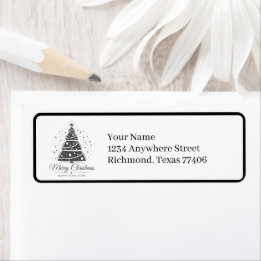 Élégant Chic Étiquette de Retour de Noël Noir et B