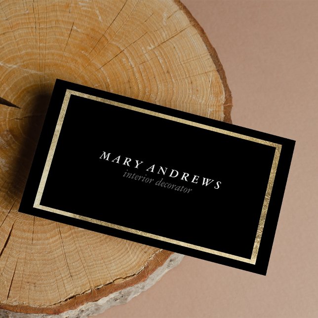 Elegant chic faux foil gold plain black luxury business card (Elegant chic faux foil gold plain black luxury business card )