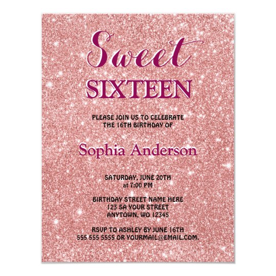 Elegant Chic Faux Glitter Rose Gold Birthday Card