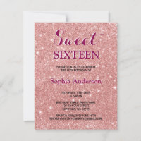 Elegant Chic Faux Glitter Rose Gold Birthday
