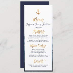 Elegant+Chic Faux Gold Anchor Menu Invitation