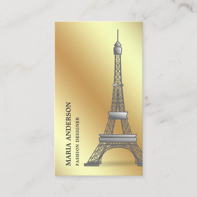 Elegant Chic Faux Gold Foil Paris Eiffel Tower Business Card (Front)