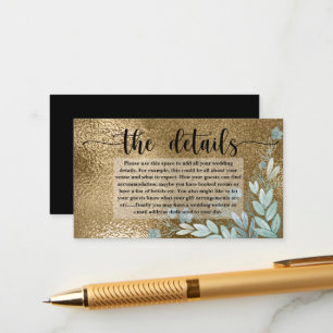 Elegant Chic Faux Gold Leaf and Black Details Enclosure Card