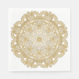 Elegant Chic Faux Gold Mandala Flower Pattern Napkin