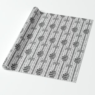 Elegant Chic Faux Silver Grey White Pattern Wrapping Paper