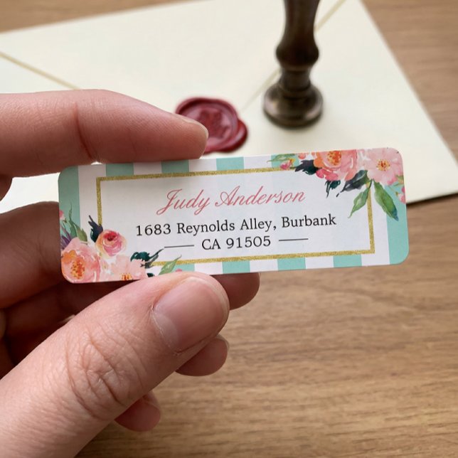 Élégant Chic Fleurs Roses Mint Grandes Vertes (Créateur téléchargé)