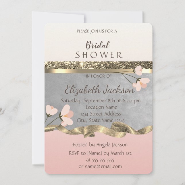 Elegant Chic Floral Bridal Shower Invitation (Front)