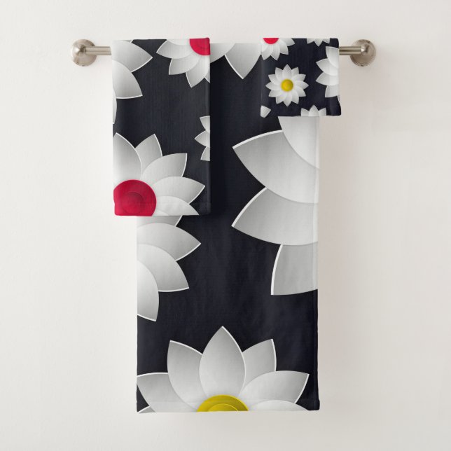 Elegant chic floral Cherry Blossom sunflower Bath Towel Set (Insitu)