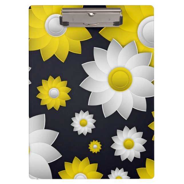 Elegant chic floral Cherry Blossom sunflower Clipboard (Front)