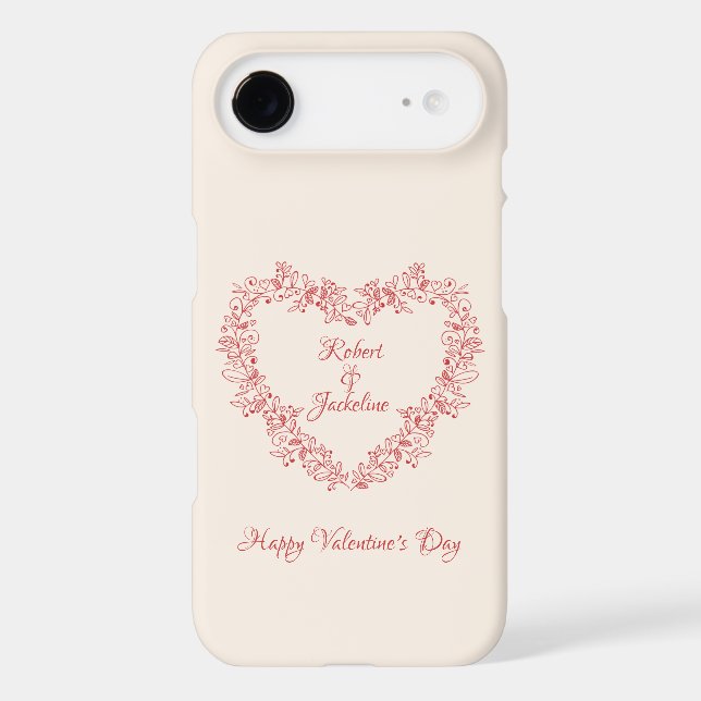 Élégant Chic Floral Coeur Rouge Saint Valentin (Verso)