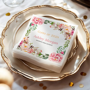 Elegant Chic Floral Decor Class of 2023 Graduation Napkin