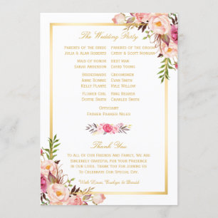 Elegant Chic Floral DIY Wedding Program Fans Back