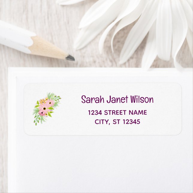 Elegant Chic Floral Flowers Modern Return Address  (Insitu)