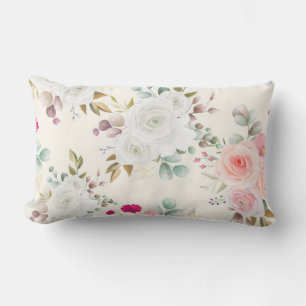 Elegant chic floral lumbar pillow