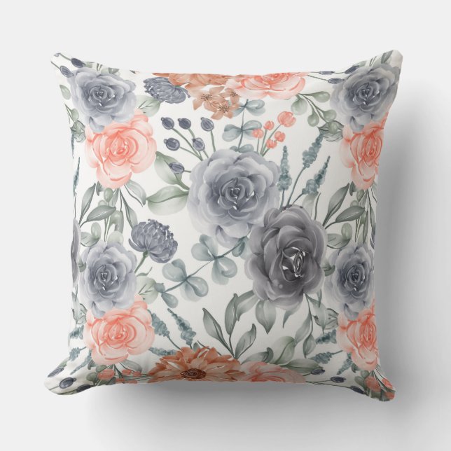 Elegant chic floral outdoor pillow (Front)