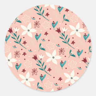 Elegant Chic Floral  Pink Sticker 
