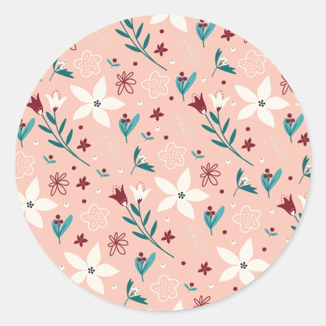 Elegant Chic Floral  Pink Sticker  (Front)