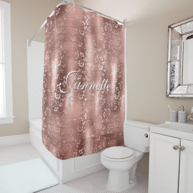 Elegant Chic Floral Rose Gold Faux Glitter (In Situ)