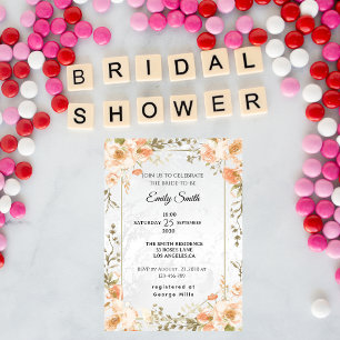 Elegant Chic Floral Watercolor Bridal Shower Invitation