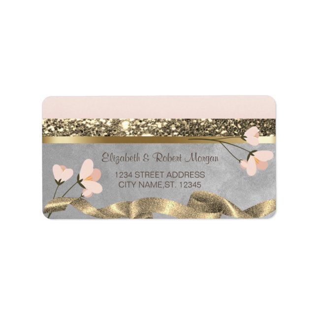 Elegant Chic  Floral Wedding Label (Front)