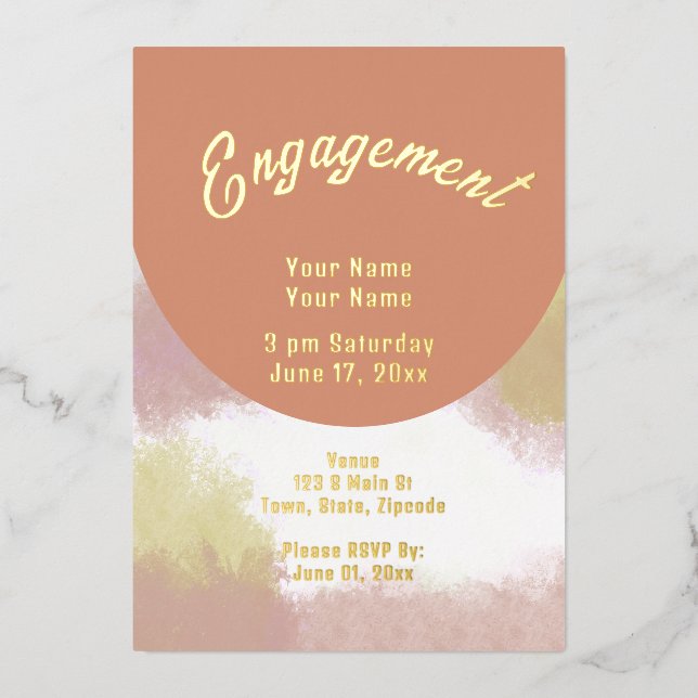 Elegant Chic Foil Engagement Invitation (Front)