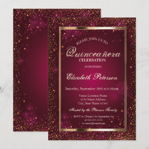 Elegant Chic Frame Confetti Quinceañera Invitation