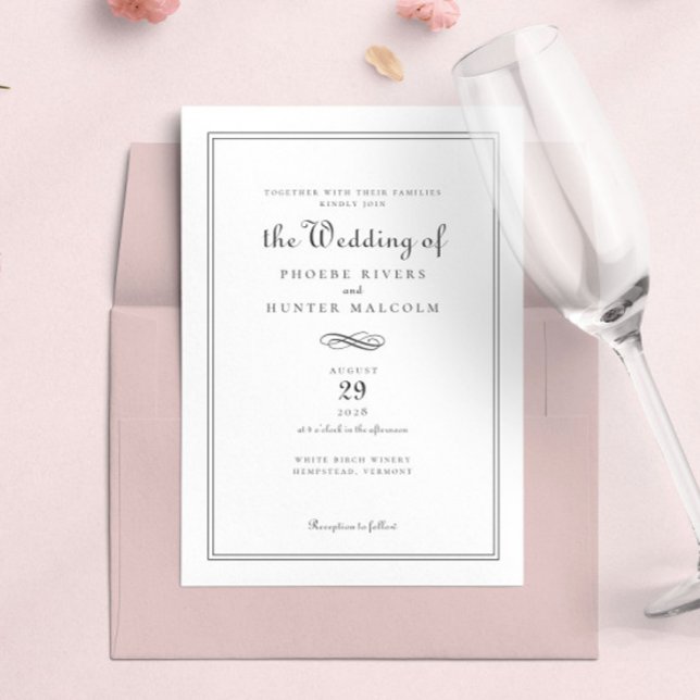 Elegant Chic French Black White Wedding Invitation (Creator Uploaded)