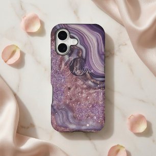 Élégant Chic Glam Purple Parties scintillant Agate