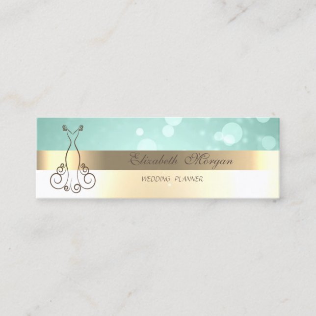 Elegant Chic Glamorouse ,Faux Gold,Bokeh,Dress Mini Business Card (Front)