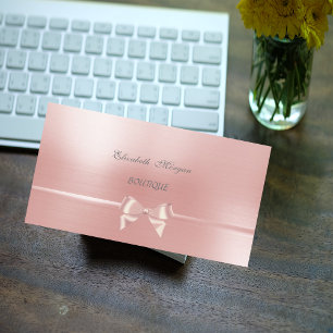 Elegant Chic Glamourous Pink Ribbon Bow Business Card