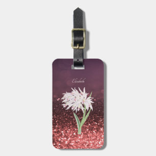 Elegant Chic Glitter Bokeh Ombre, Flower Luggage Tag