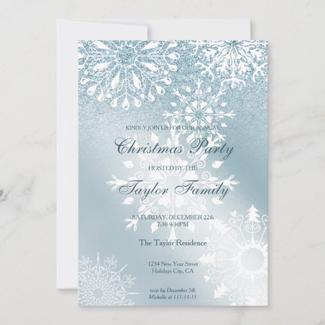 Elegant Chic Glitter Corporate Christmas Party Invitation (Front)