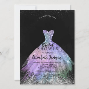 Elegant Chic Glitter Dress, Bridal Shower   Invitation