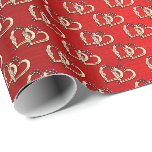 Elegant Chic Glossy Lovers Heart Wrapping Paper (Roll Corner)