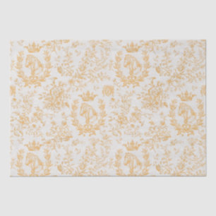 Elegant Chic Gold Beige Equestrian Floral Toile Tissue Paper