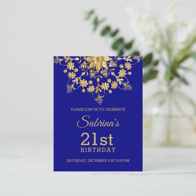 Elegant Chic Gold Birthday Invitation (Standing Front)