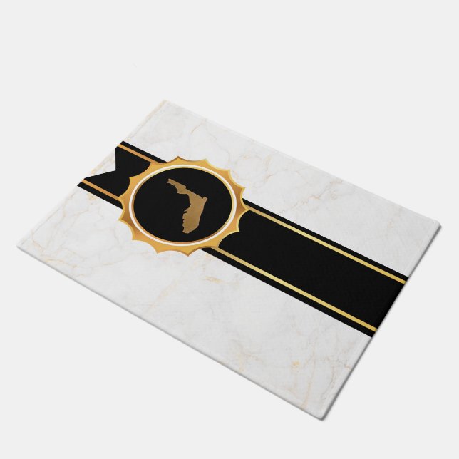 Elegant Chic Gold & Black Florida State Map Doormat (Angled)