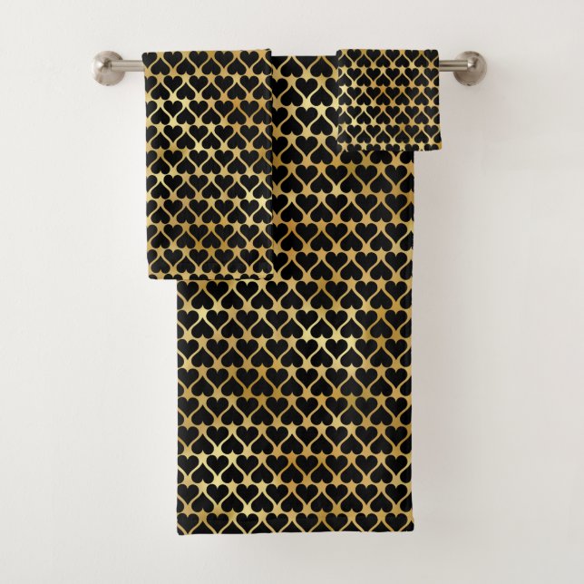 Élégant Chic Gold Black Hearts Motif (En situation)