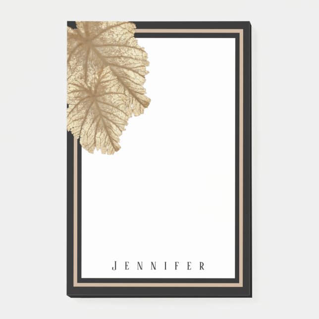 Elegant Chic Gold Black Personalized Post-it Notes (Front)
