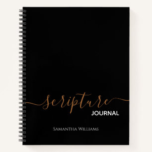 Élégant Chic Gold Black Scripture Journal Notebo
