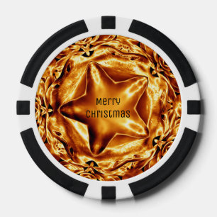Elegant Chic Gold Copper Christmas Star Poker Chip