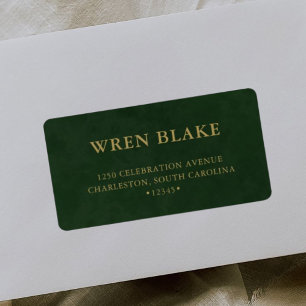 Elegant Chic Gold & Dark Green Return Address Label