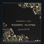 Elegant Chic Gold Flowers Binder<br><div class="desc">Elegant gold flowers on black background wedding planner.</div>