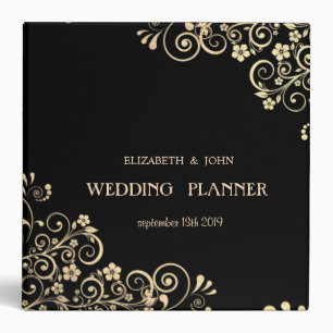 Elegant Chic Gold Flowers Binder
