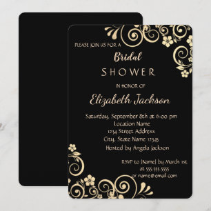 Elegant Chic Gold Flowers Bridal Shower Invitation