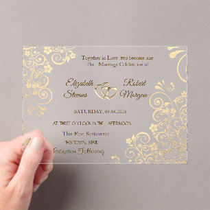Elegant Chic Gold Flowers  Wedding Invitation
