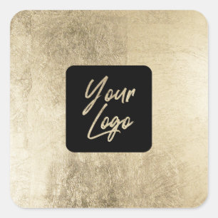 Elegant chic gold foil modern square add your logo sticker