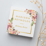 Elegant Chic Gold Frame Girly Pink Floral Personal Square Business Card<br><div class="desc">Make a great impression with this stylish "Elegant Chic Gold Frame Girly Pink Floral Square Business Card" template. Create yours today! For further customization,  please use our design tool to modify this template.</div>
