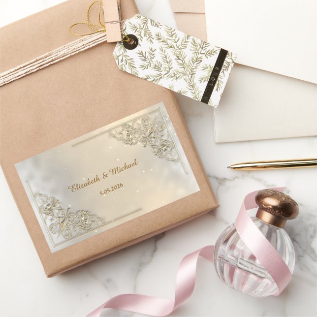 Elegant Chic Gold Frame  Thank You Sticker (Gifting)