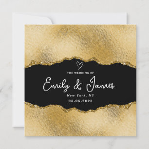 elegant chic gold glitter Wedding Invitation